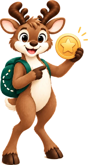 The GoPerk reindeer holding a coin